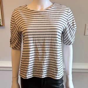 Banana Republic Black and White Striped Short Sleeve Tee